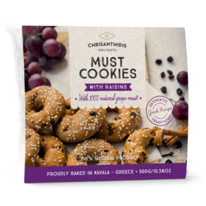 Chrisantides moustokouloura koekjes met sesam en krenten, 300 gr