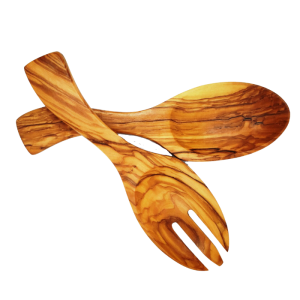 Olijfboomhout - salade set breed - 23 cm