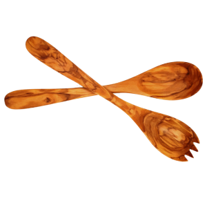 Olijfboomhout - salade set met kleine tandjes - 25 cm