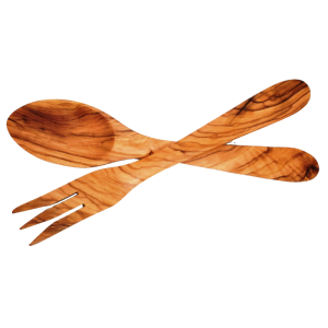 Olijfboomhout - salade set smal - 23 cm