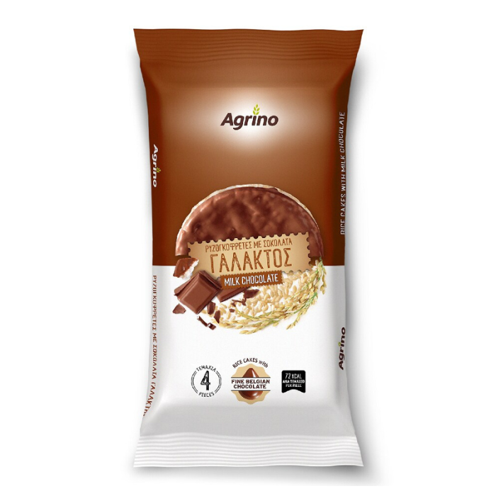 Agrino rijstwafel melkchocolade, 60 gr Agrino rijstwafel melkchocolade, 60 gr